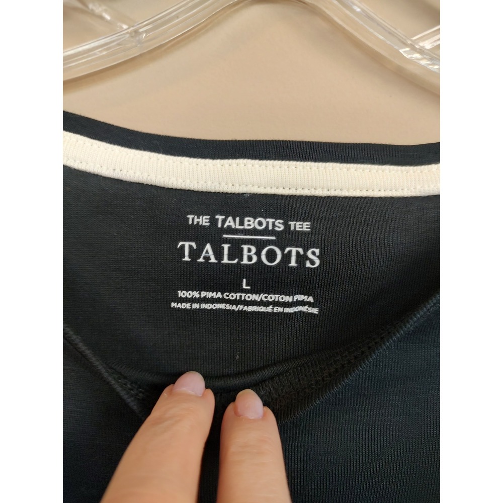 Talbots Womens Black Pima Cotton Short Tee Shirt Size L NWT - Picture 3 of 9
